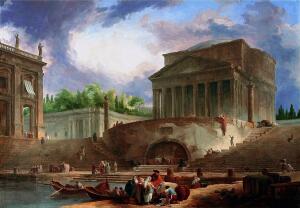 View of Ripetta by Hubert Robert